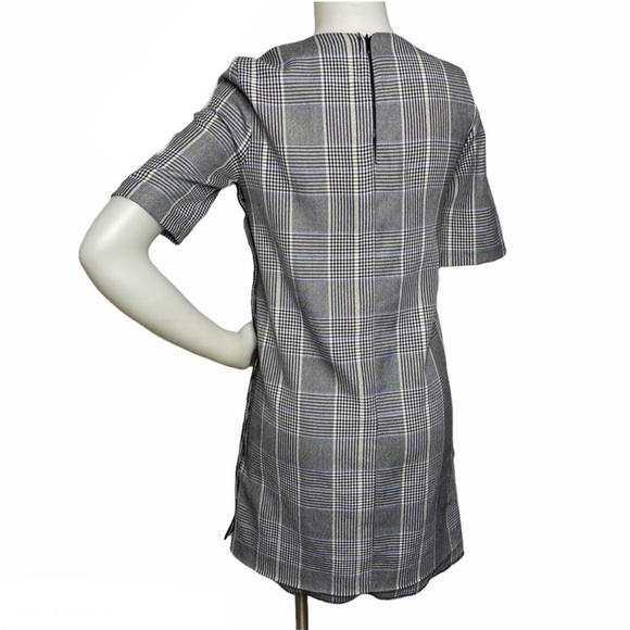 Zara Size Small Plaid Short Sleeve Shift Dress Buttons Side - Picture 2 of 6